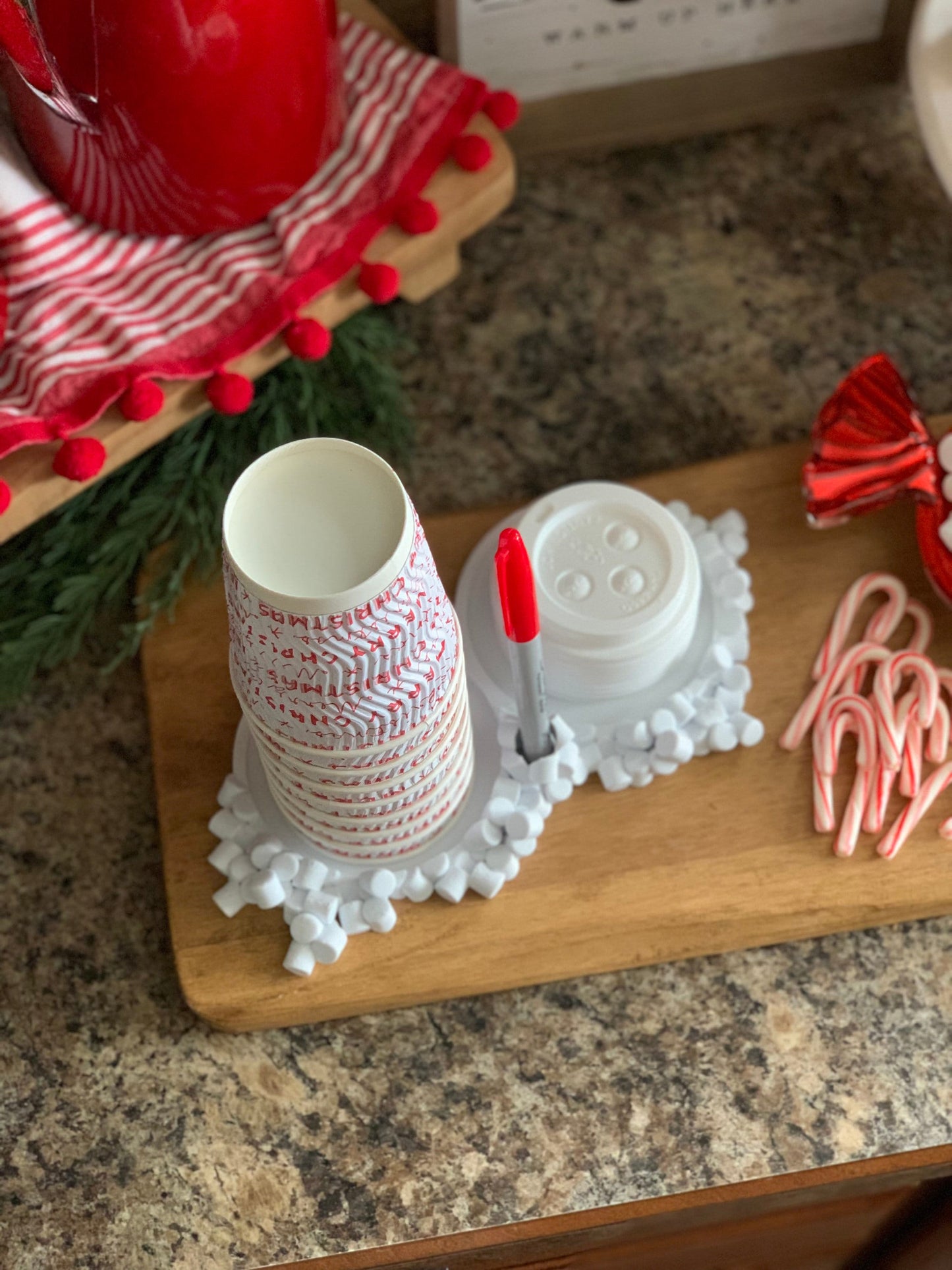 Personalized Party Cup Organizer featuring a marker slot, ideal for a creative hot chocolate bar setup.