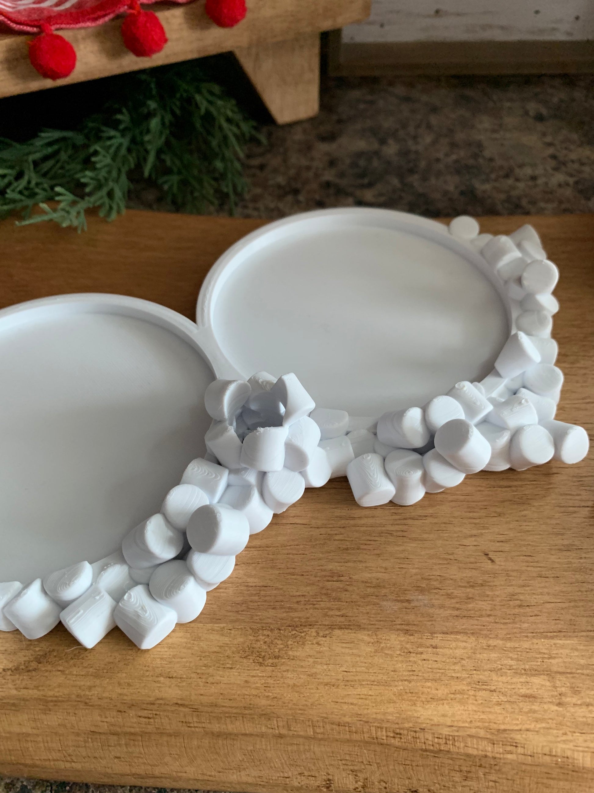 Marshmallow Party Cup Holder with built-in marker slot on a festive hot cocoa bar display.